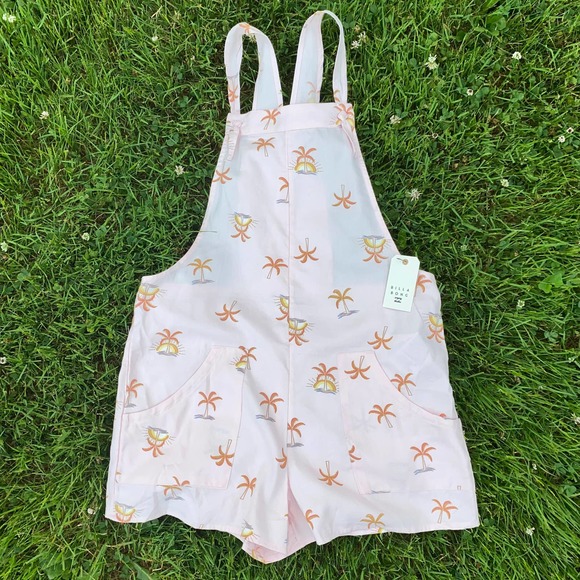 NWT Billabong Kidโs Running Wild Overalls Bib in Soft Pink (size L/12) - Picture 5 of 8
